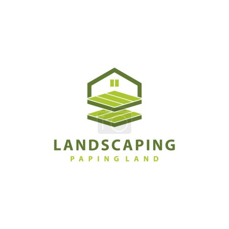 Ilustración de Logotipo de paisajismo, logotipo del bloque de pavimentación - Imagen libre de derechos