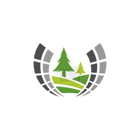 Ilustración de Pavimentación del logotipo de la tierra con concepto de paisaje - Imagen libre de derechos