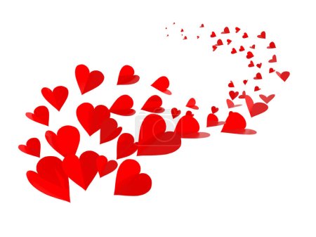 corazones rojos muchos viniendo para San Valentín fondo amor aislado - 3d rendering