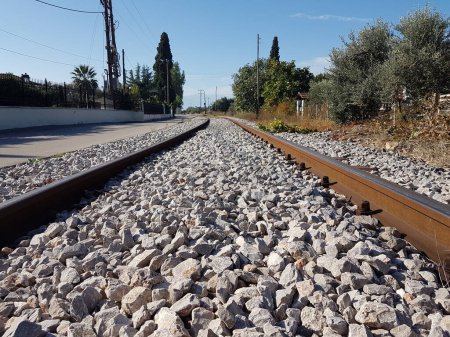 Téléchargez les photos : Train liines  trails from iron in stildia greece - en image libre de droit
