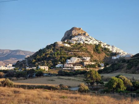 skiros or skyros greek iisland chora city on the top on the hill from the west side in summer greece