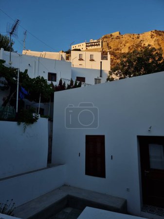 skiros oder skyros griechische Insel chora Stadt auf dem Gipfel auf dem Hügel von der Westseite im Sommer Griechenland