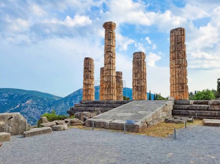 greece delphi appolo temple columns ancient ruins of oracle 