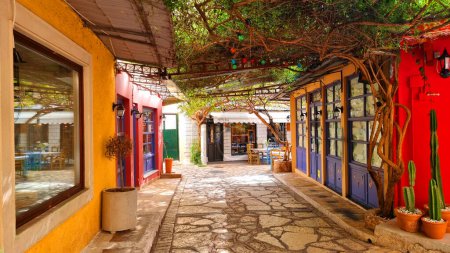 prevezza city alleys seitan pazar area in spring greece tourist resort