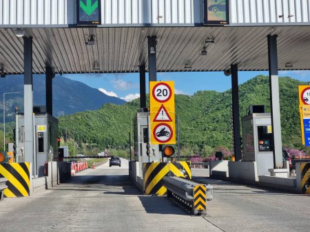 toll station in egnatia street in greece ioannina city highway
