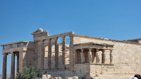 Photo for Caryatids athens acropolis greece in sunny srping day in acropolis - Royalty Free Image