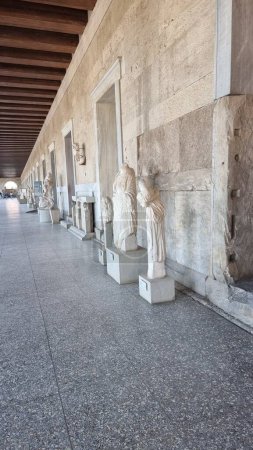 athina greece museum in stoa attalou in ancient agora place statues columns buildings