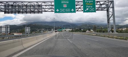 rio antirio bridge greece toll station cords signs patra city traveling