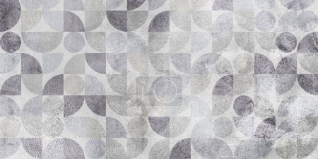 Foto de Grunge concrete wall with ornaments and prints. Digital tiles design. Colorful ceramic wall tiles decoration. Abstract damask patchwork background - Imagen libre de derechos