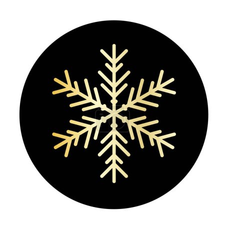 Illustration for Vector golden snowflake at round background icon.  illustration for web - Royalty Free Image