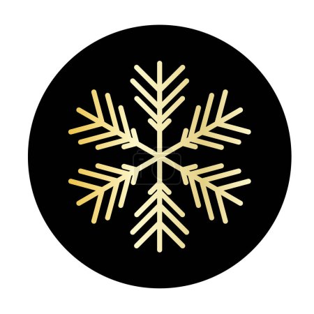 Illustration for Vector golden snowflake at round background icon.  illustration for web - Royalty Free Image