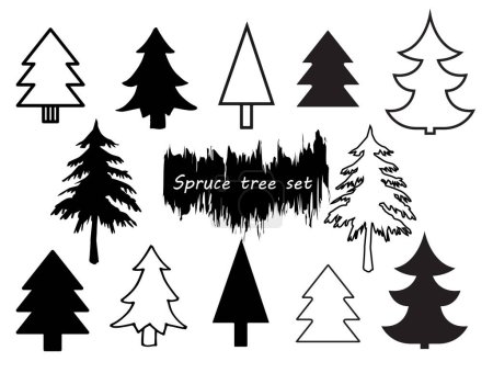 Ilustración de Vector set of different coniferous trees. Vector illustration - Imagen libre de derechos