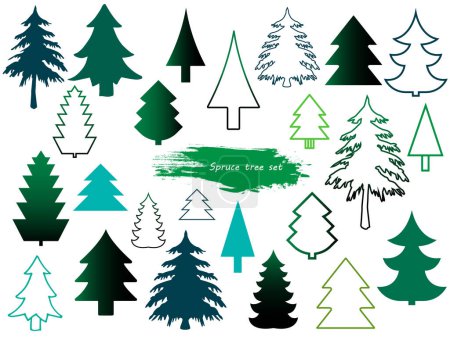 Ilustración de Conjunto vectorial de diferentes árboles de coníferas. - Imagen libre de derechos