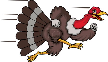 Photo for Vector Illustration of Turkey Running Fast Cartoon Mascot - Royalty Free Image