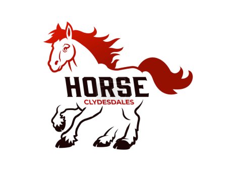 Photo for Dynamic Pose Horse Clydesdales Logo - Royalty Free Image