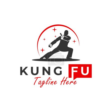 Ilustración de Chino kungfu deporte vector ilustración logo diseño - Imagen libre de derechos