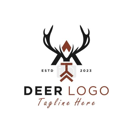 deer vector logo design with letter A
