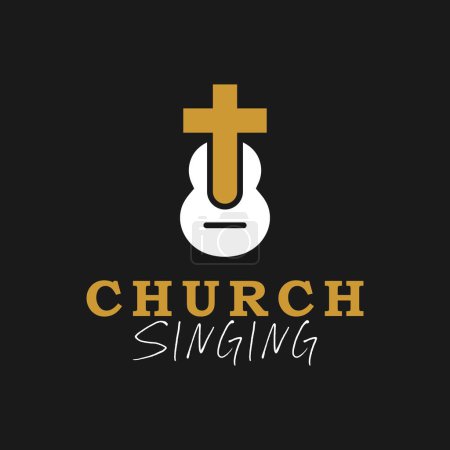 Illustration for Church guitar vector illustration logo design - Royalty Free Image