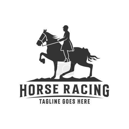 horse racing illustration logo design