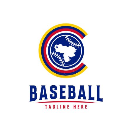 Téléchargez les illustrations : Venezuela baseball sport logo design - en licence libre de droit