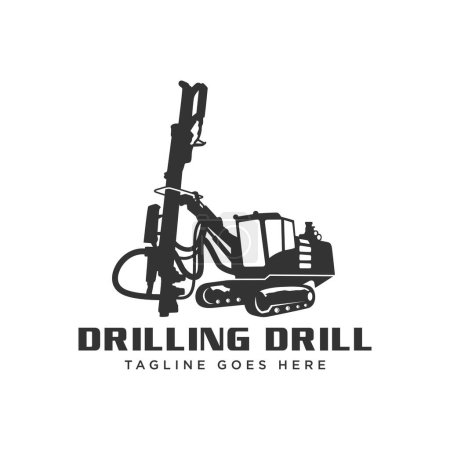 heavy equipment drill illustration logo design