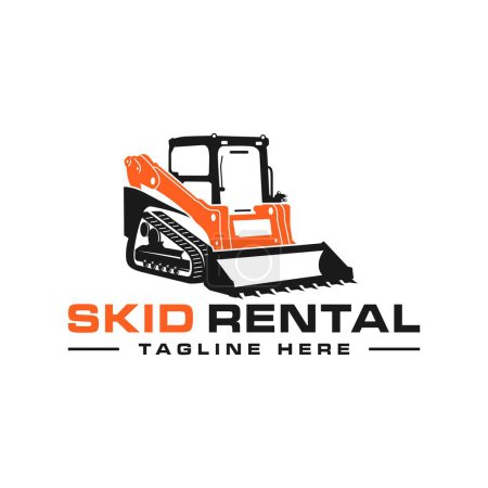 Ilustración de Diseño del logotipo de alquiler de equipo pesado skid steer - Imagen libre de derechos