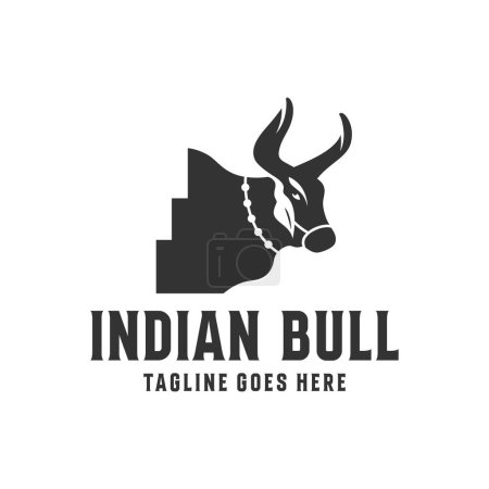 Indian cow illustration logo design