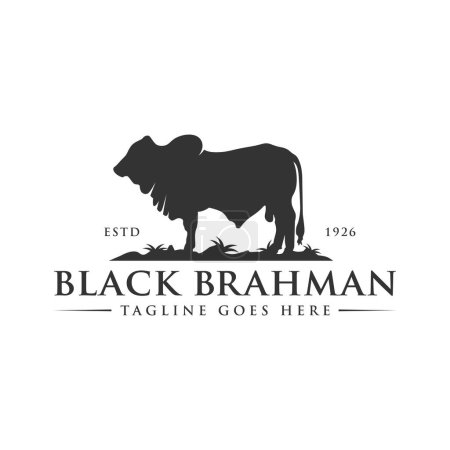 diseño del logotipo de la vaca brahman negro