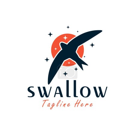 flying swallow bird logo design
