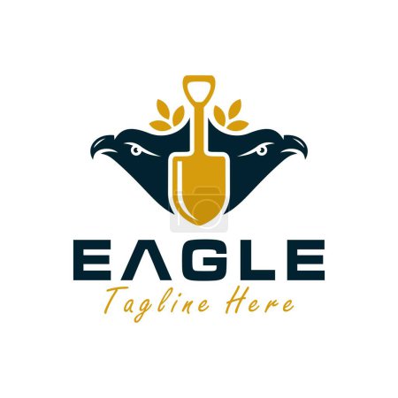 Illustration for Eagle head shovel illustration logo design - Royalty Free Image