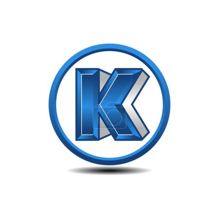 3D illustration logo design with letter K