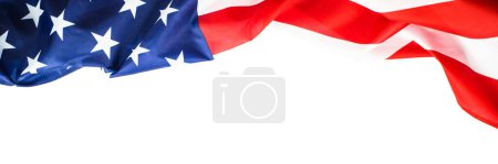 Foto de Fondo de la bandera americana, bandera de Estados Unidos en blanco. Formato de banner largo. - Imagen libre de derechos