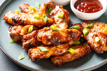 Photo for Chicken wings in bbq sauce. Close up. - Royalty Free Image