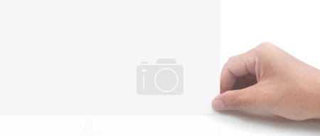 Photo for Hands holding paper blank for  letter paper - Royalty Free Image