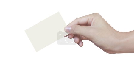 Photo for Close up of hand holding  paper in hand isolated - Royalty Free Image