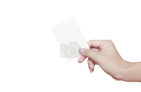 Photo for Close up of hand holding  paper in hand isolated - Royalty Free Image