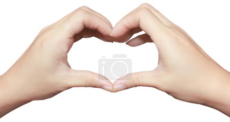 Téléchargez les photos : Mains faisant signe Coeur isolé. Belles mains avec espace de copie. Concept d'amour le jour de la Saint Valentin - en image libre de droit