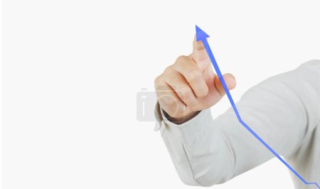 Photo for Business touching  with statistics graph and data informations - Royalty Free Image