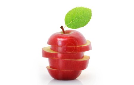 Photo for Red apple sliced in pieces - Royalty Free Image