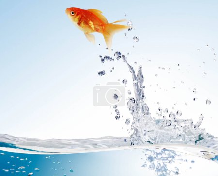 Photo for Goldfish leaping out of the water - Royalty Free Image