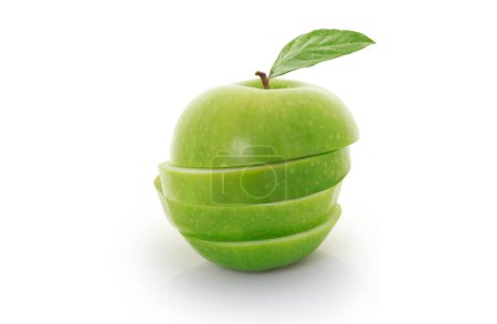 Photo for Green apple  sliced in pieces - Royalty Free Image