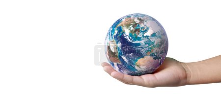 Photo for Globe ,earth in human hand, holding our planet glowing. Earth image provided by Nasa - Royalty Free Image