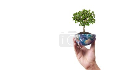 Foto de Globo, tierra en mano humana, sosteniendo nuestro planeta brillando. Imagen de la Tierra proporcionada por Nasa - Imagen libre de derechos