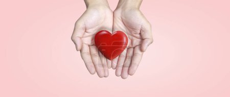 Photo for Hands holding  red heart. heart health donation concepts - Royalty Free Image