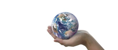 Téléchargez les photos : Globe, terre dans la main humaine, tenant notre planète rayonnante. Image de la Terre fournie par Nasa - en image libre de droit