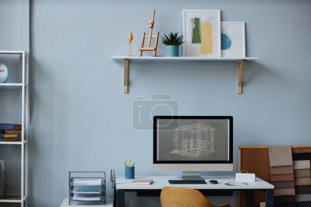 Photo for Modern workplace of designer with computer monitor on table in office - Royalty Free Image
