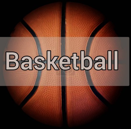 Photo for The inscription basketball on the background of a basketball ball close-up - Royalty Free Image