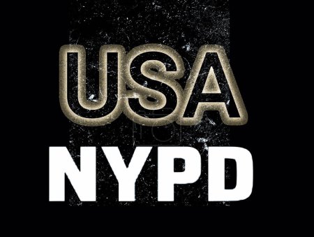 The inscription USA and NYPD rgb on an abstract background, rgb shapes in 3D