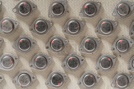 Photo for Background of vintage radio components, many old transistors made in the ussr, close up radio parts - Royalty Free Image