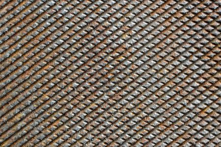 Photo for Grunge rusty metal background of file or rasp texture, close up, top view - Royalty Free Image